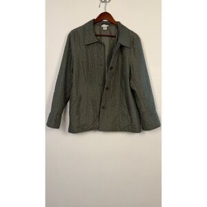 Dorman Quilted Silk Jacket Olive Green Womens XL Lightweight Button Front Coat